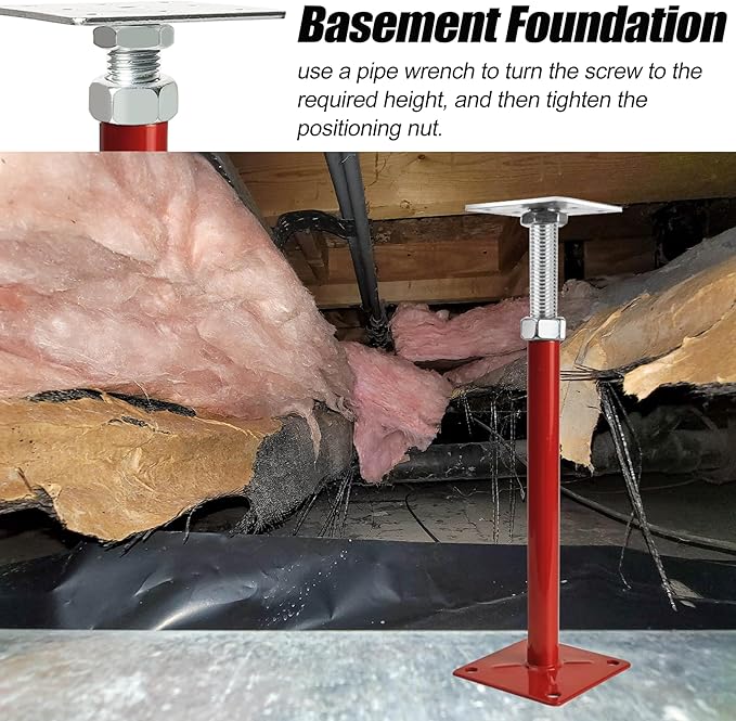 House Jacks for Lifting, 11"-16" Small Screw Jacks Floor Jack Stands, House Floor Jacks Post Pole for Leveling, Adjustable Floor Joist Support Jack for House Foundation Temporary Support