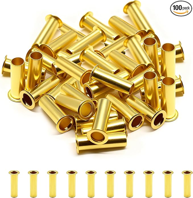Siptenk 100PCS Brass Compression Tube Inserts for OD 3/16", Insert Tube Support Compression Sleeve Fitting, Sleeve Ferrules for Oil Water Air Pipe