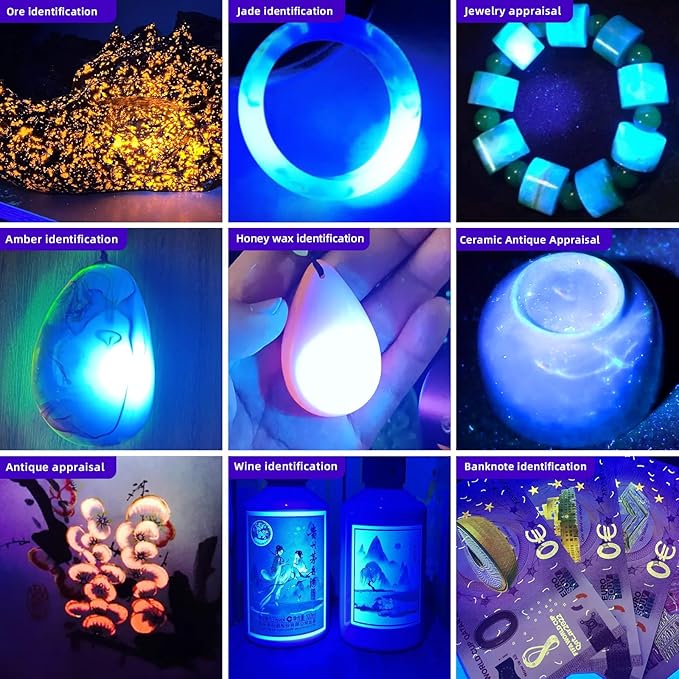 LIGHTFE UV304 UV Flashlight - High Power Ultraviolet - Rechargeable Type-C can be Used for UV Glue Curing, pet Urine Stains, ore Fluorescent Agent Detection…