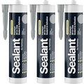 Light Gray Kitchen & Bathroom Sealant & Adhesive Hybrid Polymer | Superior to Silicone Caulk Sealant | Waterproof, Odorless, Paintable | Ideal for Around Bathtub, Shower, Kitchen - 300ml 3 Pack