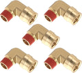5PCS DOT Approved Quick Push to Connect Fittings, Brass 90 Degree Union Elbow 5/8" Tube OD x 3/8" NPT Thread Air Brake Line Adapter Air Suspension Kit for Car Truck Trailers