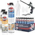 Kraken Bond Fastcoat Fire Rated Spray Foam Insulation (24x27.1 oz.) (R-Value 11.32 / 2in) Closed Cell Expanding Foam - Heat and Acoustic Insulation, Gun & Cleaner Included, 480 Board Ft, 24 Pack