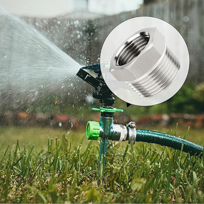 TAISHER 2PCS 304 Stainless Steel Garden Hose Adapter, Hex Bushing 3/4" GHT Female x 1" NPT Male Garden Hose Connector