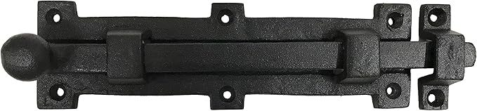 Antique style 8" Black Wrought Iron - Slide Door Bolt Latch - vintage iron - Decorative style 8 in door latch DS-04 (2)