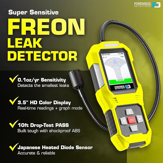 Freon Leak Detector | 10ft Drop Test Pass | AC Refrigerant Detector | Halogen, R143A, CFCs, HFCs, HCFCs, and HFOs | Version 2.0 |