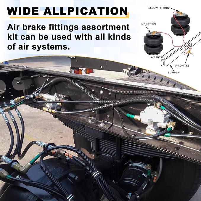 Siptenk 3PCS 3/8" Elbow DOT Brass Push to Connect Fittings, 3/8" OD Tube Air Brake Line Quick Connect for Truck Trailers Industry Air System