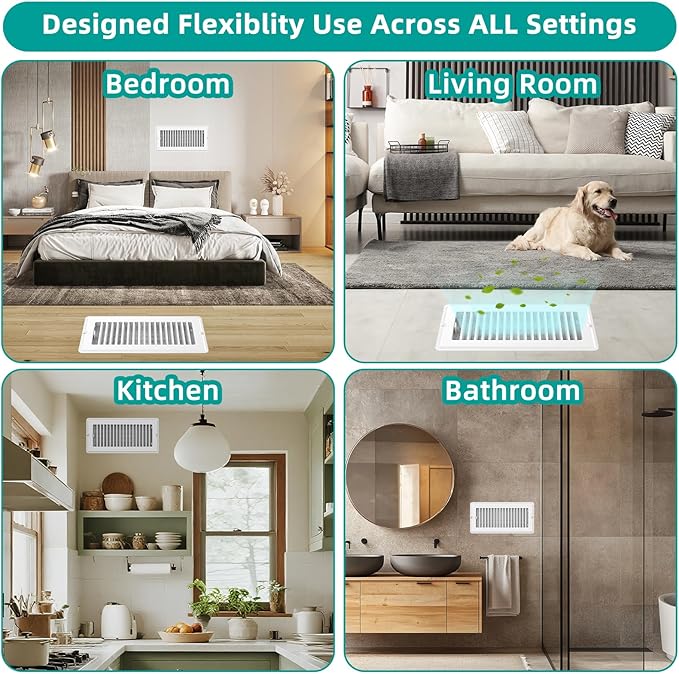 Floor Register 4x10-2 Pack Floor Vent Covers with Screw Walkable Vent Covers for Home Floor Ac Vent Cover Floor Vent Covers Adjustable Airflow HVAC Register Grilles