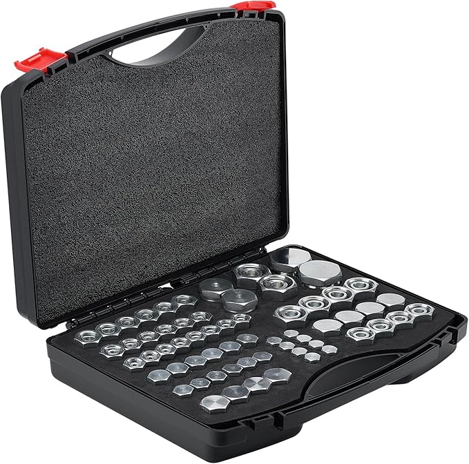VEVOR 64 PCS DIN Hydraulic Fittings, Heavy Duty Master Industrial Hydraulic Cap and Plug, Hose Tube and Pipe Fitting Kit, Cap and Plug Kit with Precision Threading, Dash Sizes 14/16/18/22/26/30/36
