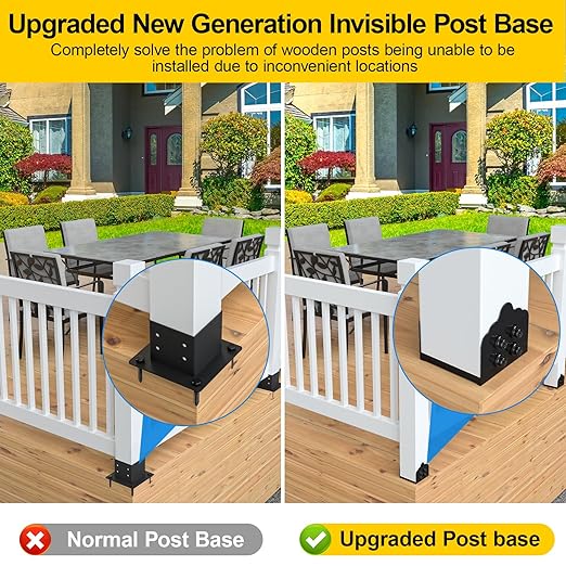 8x8 Post Base, 4Pcs Stainless Steel Adjustable Post Anchor Bracket (Internal 7.8 x 7.5), Adjustable Post Base for Pavilion Deck Porch Handrail Railing Support Decorative Anchor Plate