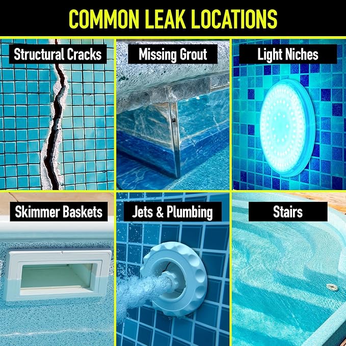 Pool Leak Detection Dye Kit - with 2 Precision Applicators - Made in USA - Superior Long Lasting UV Pool Dye Easily Locates Leaks - for All Pool, Spa, & Hot Tub Types - 8 OZ (Fluorescent Yellow)