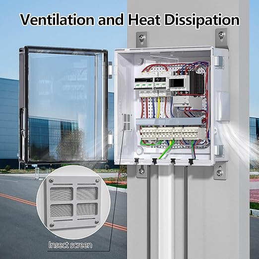 ABS Electrical Junction Box, Ventilated Design, Cable Grommets, IP65 Waterproof Enclosure, Indoor/Outdoor Use with Mounting Panel.. (Clear Cover, 13"x13"x5.1")