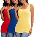 H HIAMIGOS Womens 3 Packs Long Tank Tops Stretchy Cotton Sleeveless Camisole Undershirts Layering Workout Yoga Camis