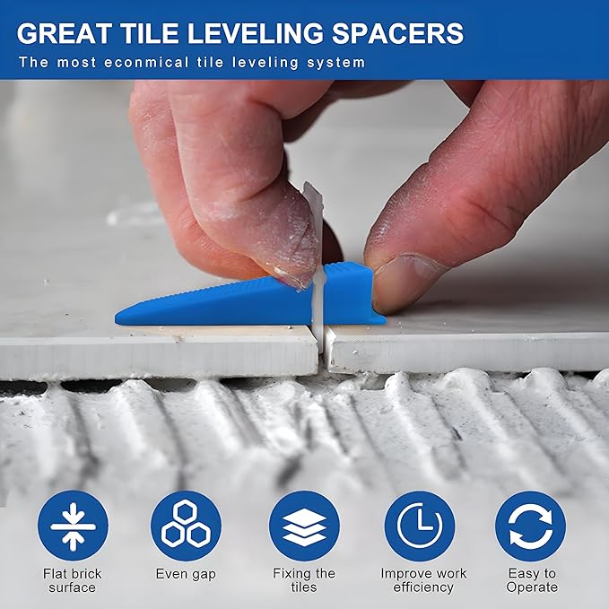 Tile Leveling System Clips 1/32" 2000pcs Tile Spacers Clips DIY Tools Set for Professional Ceramic and Stone Installation