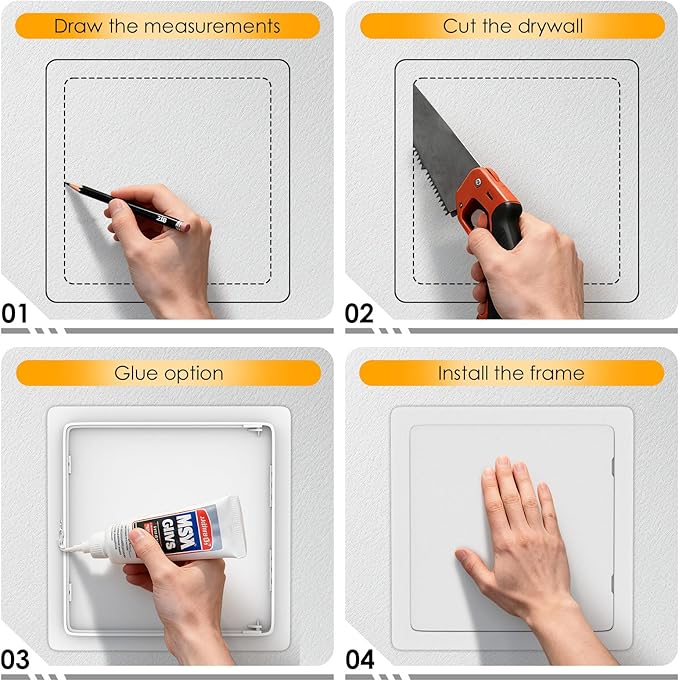 Suteck Plumbing Access Panel for Drywall Ceiling 8 x 8 Inch Reinforced Plastic Wall Access Doors Removable Hinged White