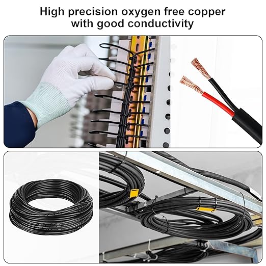 10 Gauge Wire 2 Conductor,10 AWG Electrical Wire Stranded PVC Cord Oxygen-Free Copper Cable,200FT 2 Core Pure Copper Flexible Cable Wire for LED Lamp Lighting Strips Automotive (10AWG-2C, 200FT)…