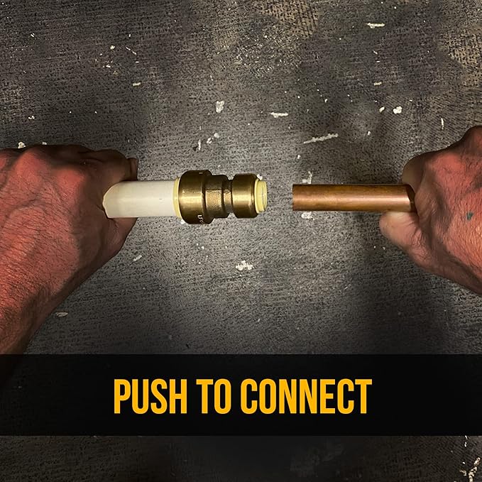 [10-Pack] PROCURU 1/2-Inch PushFit Coupling, Push-to-Connect Brass Plumbing Fitting for Copper, PEX, CPVC, PE-RT Pipe, LF Certified Safe (8X1012-10P)