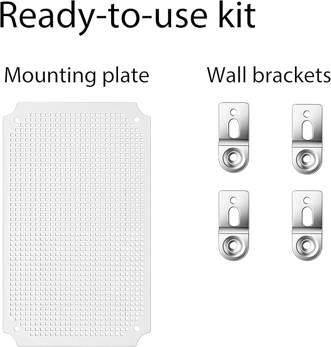 Junction Box, IP67 Waterproof Plastic Enclosure for Electrical Project, Hinged Grey Cover, Includes Mounting Plate and Wall Bracket (Grey Cover, 11.4"×7.5"×5.5")