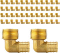 (Pack of 50) EFIELD Pex 3/4 inch x1/2 inch Male NPT Threaded Elbow Barb Crimp Brass Fittings, ASTM F1807,(PEX1807101-50PCS)