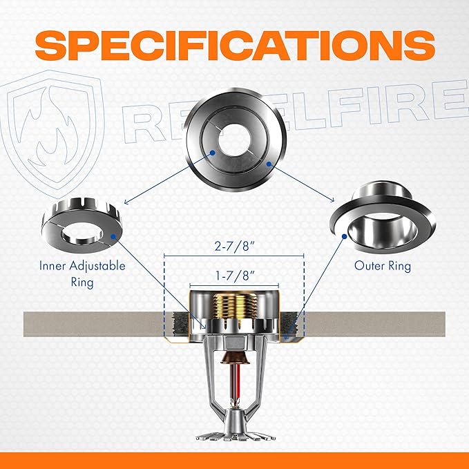 Retrofit Recessed Fire Sprinkler Escutcheon 1/2 in. IPS - Split 3 Piece in Chrome Plated - Depth Adjustment Range up to 3/4 in. for Fire Sprinkler Trim