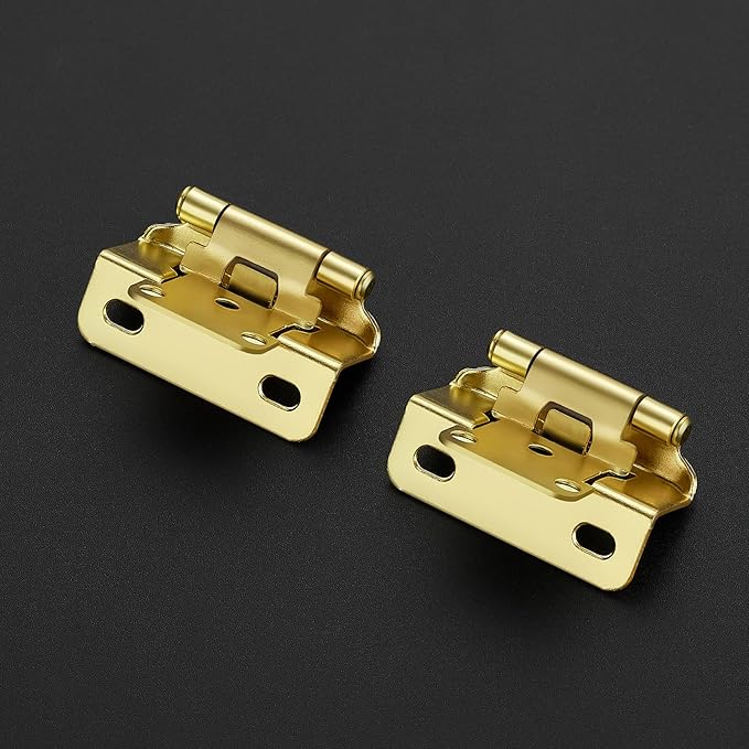 Ravinte 60 Pack 30 Pairs Semi-Overlay 1/2 inch Self-Closing Face Frame Cabinet Hinges Gold Half Wrap-Around Kitchen Cabinet Door Hinges Face Mount Cabinet Hardware