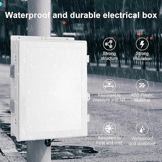 Outdoor Electrical Junction Box, ABS Water Resistant Enclosure with Internal Mounting Panel & Hinged Cover (18.1" H* 12.6" L* 4.3" W)