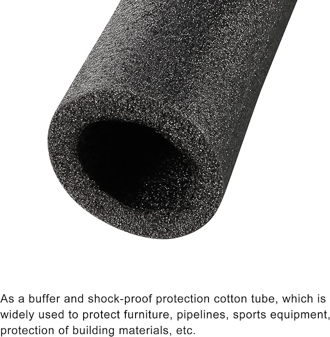 MECCANIXITY Foam Tube Sponge Protective Sleeve Black Seal Sleeve Polyethylene Pipe 30mm(1.2 Inch) ID for Pipe Insulation, Pack of 2