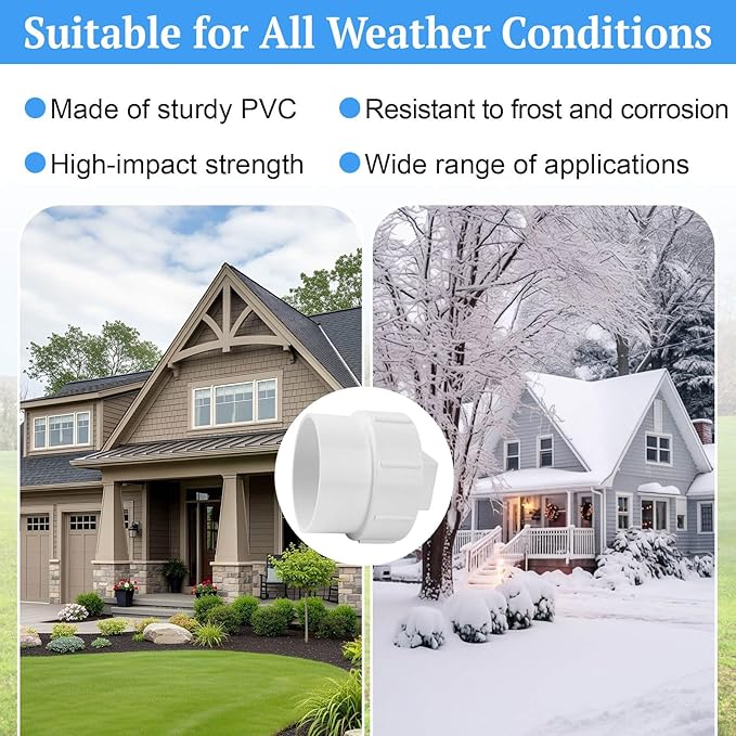 4" PVC Sewer Cleanout Adapter with Plug Pipe Fitting, PVC DWV Flush Sewer Cleanout Cap for Drainage Piping Connect System Outdoor Garden, RV Sewer and More