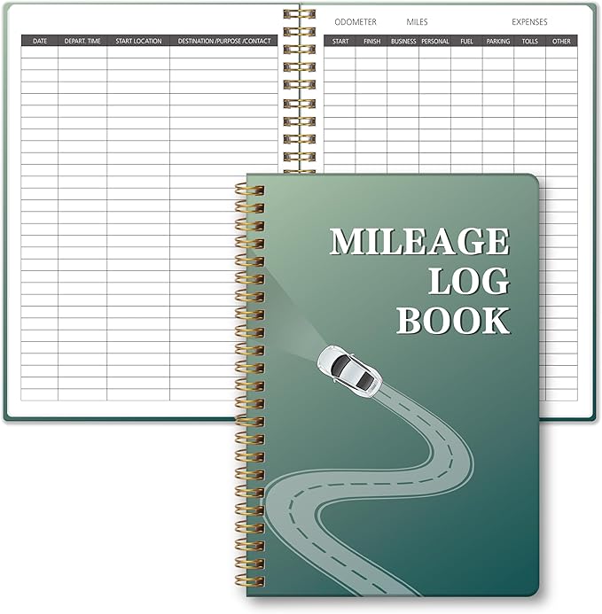 GOLDPEI Auto Mileage Log Book for Personal or Business, Vehicle Maintenance for Car, Miles Log Book for Taxes, Car Mileage for Expense Rocord Notebook, 5.9"x 8.6" Green