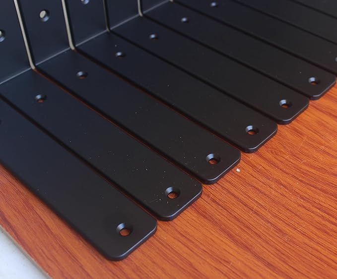 10 Pack - L 8" x H 6" x W1.5, 5mm Thick Black L Shelf Bracket, Iron Shelf Brackets, Metal Shelf Brackets, Floating Shelf, Shelf Supports with Screws