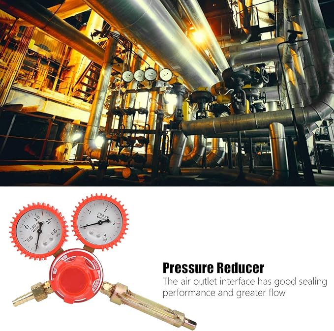 Pressure Reducing Valve Alloy Steel Acetylene Pressure Reducer YQE03A G58in 12mh for Welding Torch and Gas Cutting Tools Red 8mm