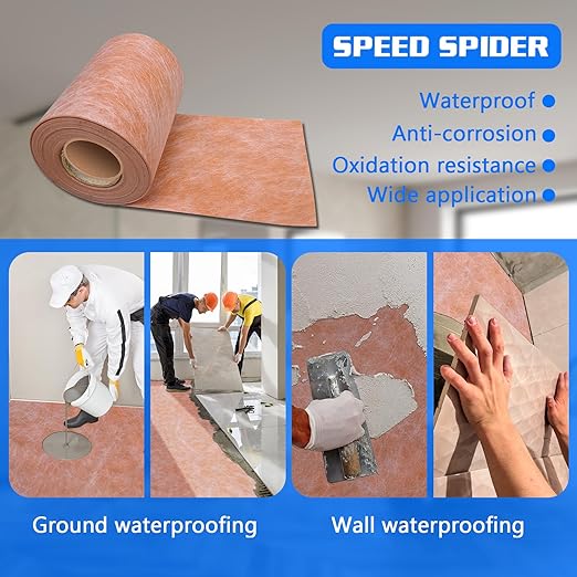 Upgraded Waterproofing Membrane Thickened 23.6 mils 0.82ftx98.4 ft/ 80.7 Square Feet, Professional Waterproof Membrane for Shower for Shower Walls, Bathroom Flooring, Wet Room, Tile, Sauna, Steam Room