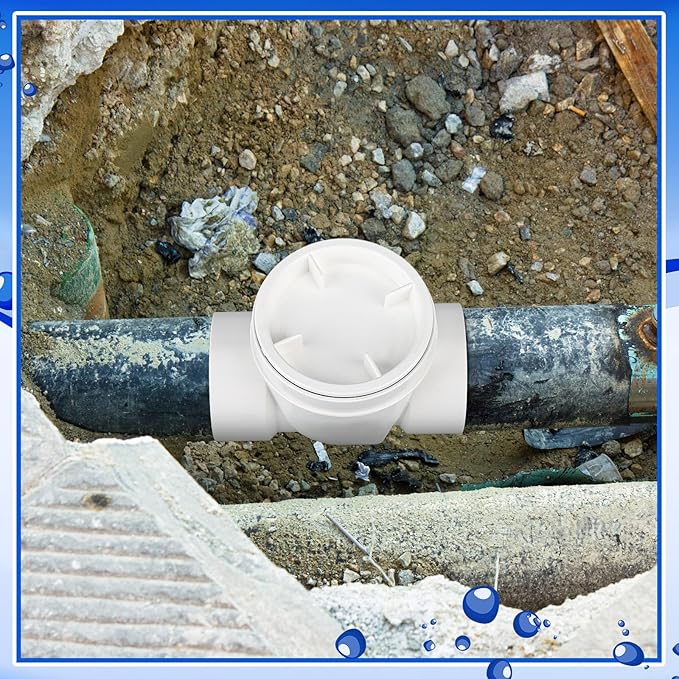 Tondiamo 4 Inch Backwater Valve Drain Backflow Preventer Valve Prevent Sewage and Rainwater from Flowing Back(White PVC)