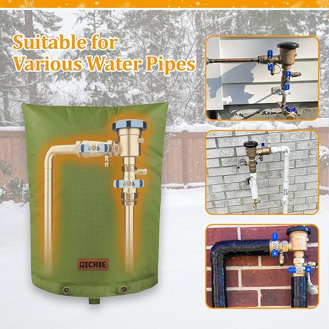 Backflow Preventer Cover (5°F) Heavy-Duty 5-Layer Insulated Enclosure, Freeze & All-Weather Protection for Outdoor Pipe, Irrigation Sprinkler Valve, Well Water Pump & PVB, 18" Wx34 H Green