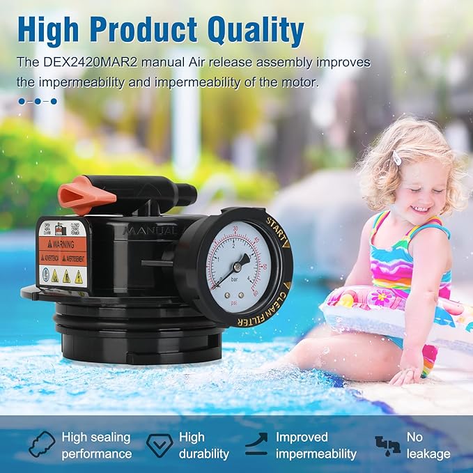 Miory DEX2420MAR2 Manual Air Relief Assembly, 2420MAR2 Air Relief Valve, Compatible with Pro Grid De Swimclear and Swim Clear Cartridge Filtersr, Replacement for DE and Cartridge Pool Filter