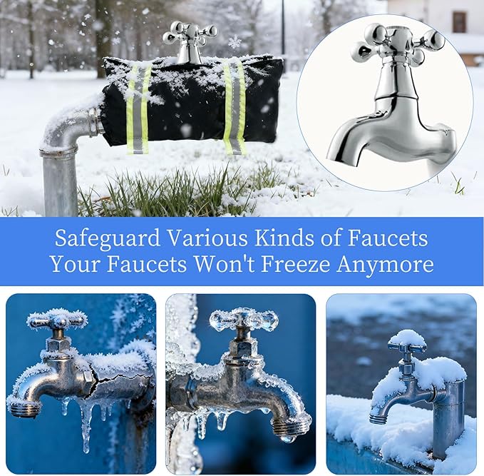 6 Pack Outdoor Faucet Cover for Winter Freeze Protection,10" W x 7.8" H Hose Bib Cover Outside Reusable Waterproof Insulation Wrap with Reflective Strip for Garden Yard Spigot Pipe