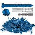 100Pcs 1/4" x2-1/4 Concrete Screws with Drill Bit, Hex Head Concrete Cement Screws Anchor Assortment Kit for Masonry, Block Brick or Stucco