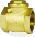 2 1/2" Swing Brass Check Valve DN65, One Way Oil Water Fuel Gas Air Check Valve to Prevent Water Backflow for Sump Pump and Air Compressor