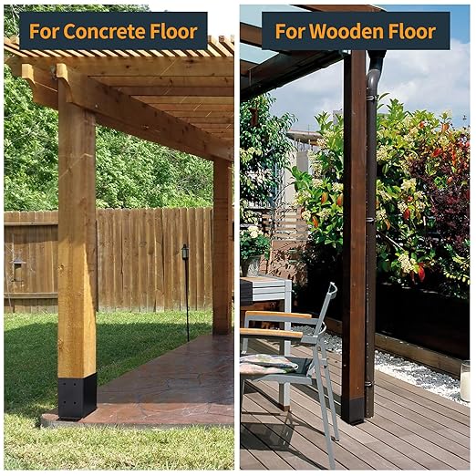 4×4 Post Base 4 Pcs, (Inner Size 3.6"x3.6") Post Brackets, Heavy Duty Black Metal Powder-Coated Thick Steel Post Anchor Outdoor for Support Deck Base Plate Pergola Brackets Fence Kit