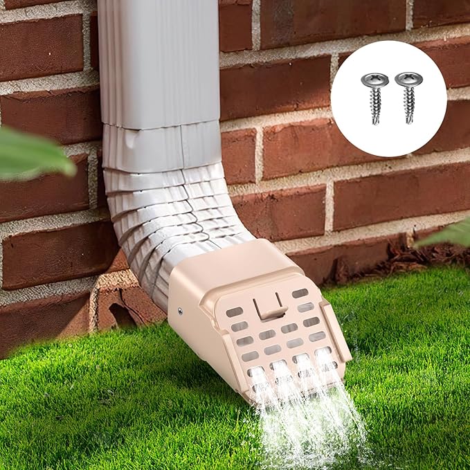 2"x3" 2 Pack Type-A Gutter Downspout Connector, Outlet Filter and Leaf Guard for Bottom of Downspouts Adapter for 2 inch x 3 inch downspout Limestone