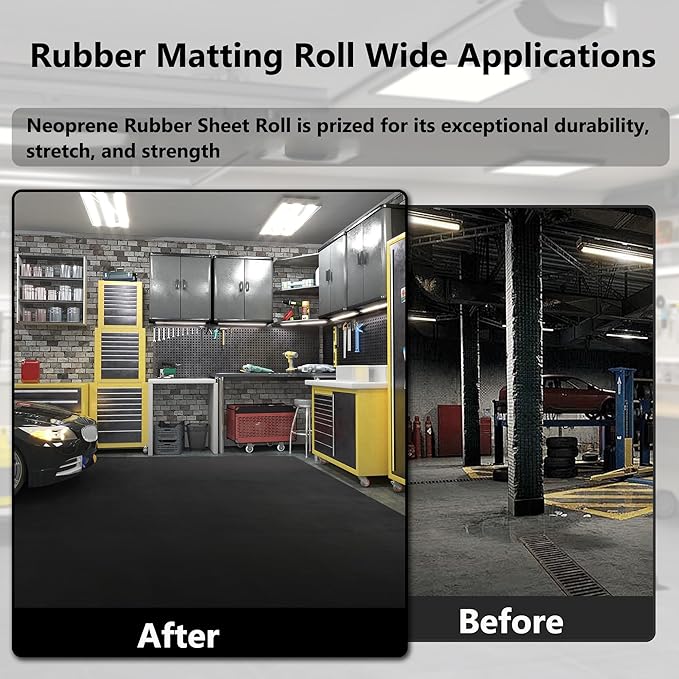 Nisorpa Neoprene Rubber Sheet Rolls, 3.3x6.6 ft 1/8'' Thick Solid Rubber Sheet Silicone Roll Insulated Roll Heatproof Oil Resistance for DIY Gasket/Material Sealing/Garage Floor Mat