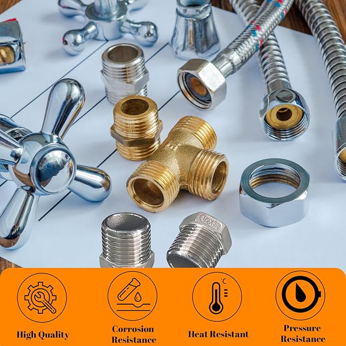 2 Pcs Stainless Steel Bushing 1/2" Male to 3/8" Female, 1/2" to 3/8" NPT Adapter Hex Stainless Steel Reducing Pipe Adapter Fitting Pipe Hose Tube Adapter Convert