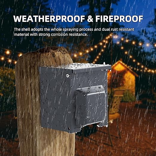 Joinfworld Outdoor Electrical Outlet Box with 20 Amp WRTR GFCI Receptacle and Switch ETL Listed Weatherproof GFCI Outlet Box with 3R Enclosure Rainproof Cover