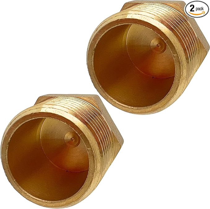 2 Pack Brass Pipe Plug 3/4" NPT Male Outer Hex Head Socket Plug Fitting for Plumbing by CX WONDERLAND