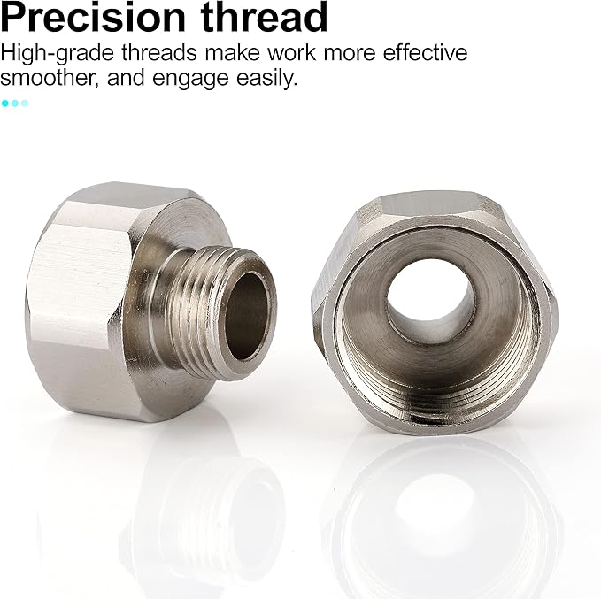 G 1/2 Female to 3/8 Male COMP Reducer Adapter, Brass Pipe Fittings Water Hose Adapter, Compression Fitting for Kitchen Bathroom Faucet, Pipe Connector with Rubber Washer,(2 Pack)