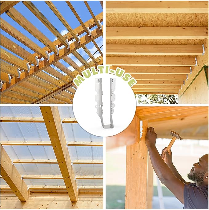 50pcs 2x10 Joist Hanger,LU210 20 Gauge Galvanizing Face Mount Joist Hangers for Wood,Hurricane Tie for Rafter Fits Truss Connectors,Rafter Hangers 2x10 Great for Floor Deck and Ceiling Joists
