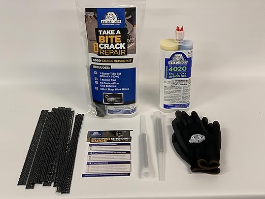 StitchDog DIY Concrete Crack Repair Kit 4020 for Vertical and Overhead Crack Repair, Epoxy and Carbon Fiber
