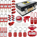 JOJOMARK Lockout Tagout Kit Electrical Loto - Group Lockout Hasps, Lockout Tags, Safety Padlocks with Number, Nylon Ties with Tool Box