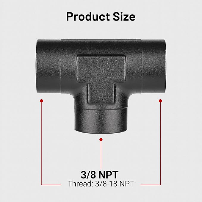 EVIL ENERGY 3/8 NPT Female Tee Fitting Adapter T Union Aluminum Black