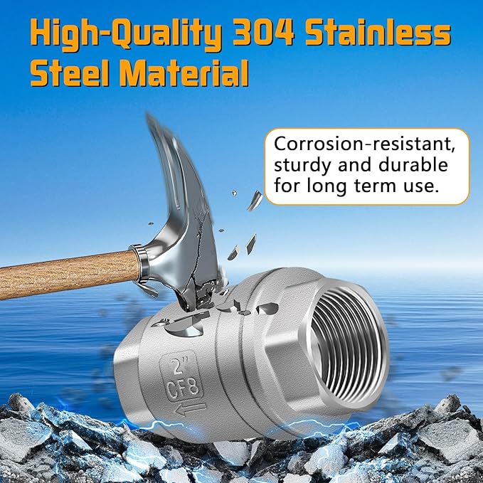 Boltigen 2 inch Spring Check Valve, 304 Stainless Steel CF8 Non Return One Way Horizontal Check Valve, Vertical Inline Water Check Valve for Well, Pump, Tank, Backflow Prevention, WOG 1000