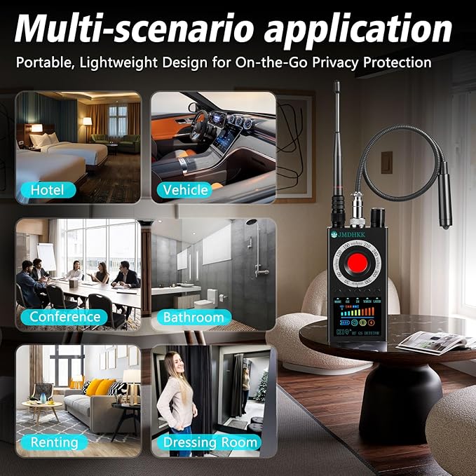 JMDHKK K19 Hidden Camera Detector, Bug Detector, Signal Detector, Spy Camera Finder for Travel, Hotel, Office, and Personal Privacy Protection(Black)